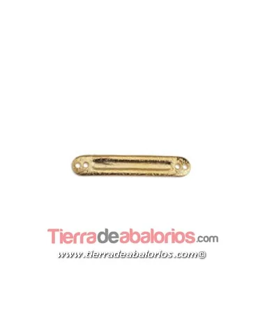 Conector Rugoso 34x6mm con 2 Agujeros, Dorado