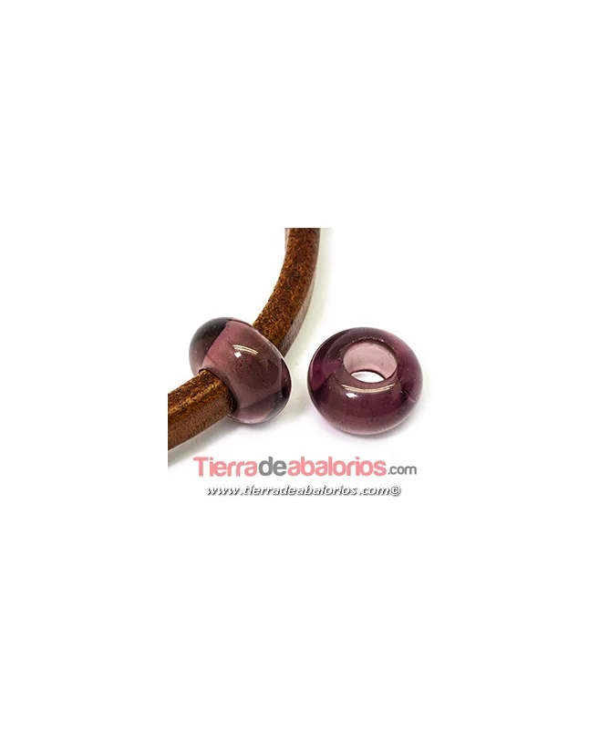 Murano Rondel 22mm Agujero 10mm, Amatista Transp. Brillante - Tierra de Abalorios Murano Rondel 22mm Agujero 10mm, Amatista Transp. Brillante - Tierra de Abalorios