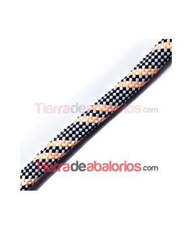 Cordón de Escalada 10mm Cuadros Negro, Blanco y Salmón-20cm