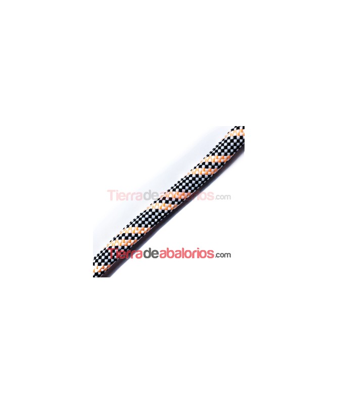 Cordón de Escalada 10mm Cuadros Negro, Blanco y Salmón-20cm