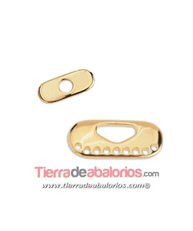 Cierre Ovalado para 9 Hilos con Tope, Dorado