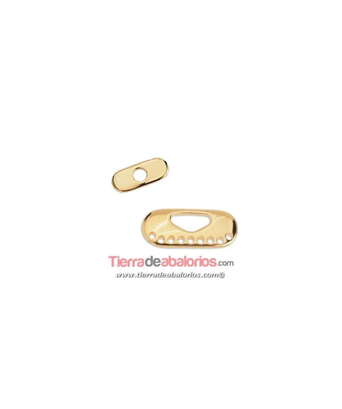 Cierre Ovalado para 9 Hilos con Tope, Dorado