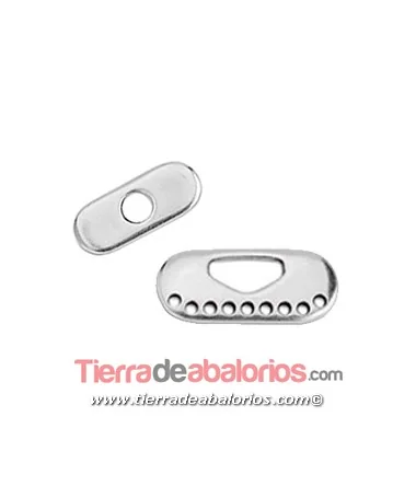 Cierre Ovalado para 9 Hilos con Tope, Plateado