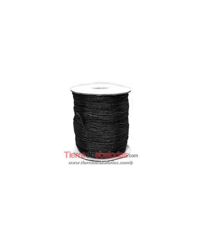Cordón de Algodón Trenzado Brillante 0,5mm, Negro