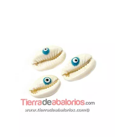 Concha Natural con Ojo Turco de 17x12mm Concha Natural con Ojo Turco de 17x12mm