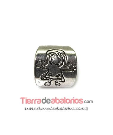 Entrepieza Regaliz Niña 15x15mm Agujero 12x8mm, Plateado