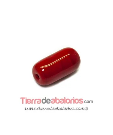 Barril Cristal Checo 20x11mm Agujero 2,5mm, Rojo Coral Barril Cristal Checo 20x11mm Agujero 2,5mm, Rojo Coral