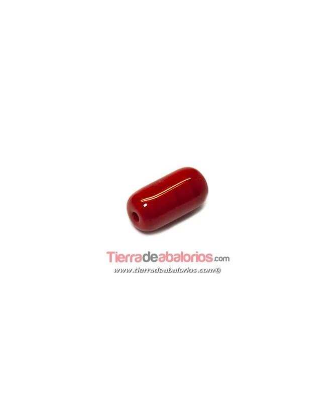Barril Cristal Checo 20x11mm Agujero 2,5mm, Rojo Coral