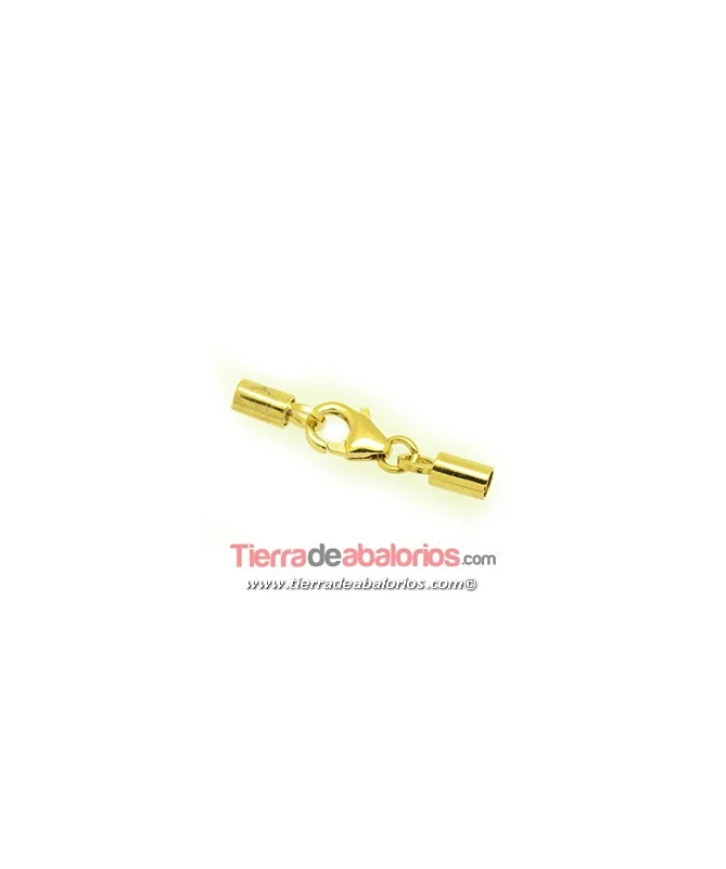 Mosquetón 8mm con Terminal Agujero 2,3mm Plata 925 Baño Oro