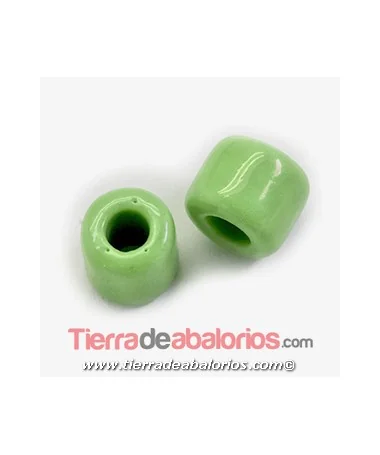Preciosa Rola Bead 8x6mm Agujero 3,5mm Verde Op. (10 uds)