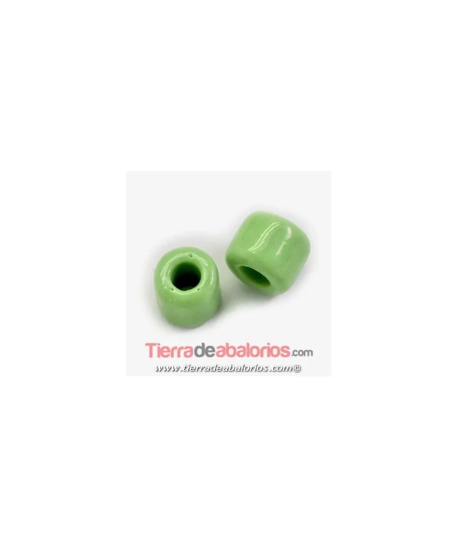 Preciosa Rola Bead 8x6mm Agujero 3,5mm Verde Op. (10 uds)