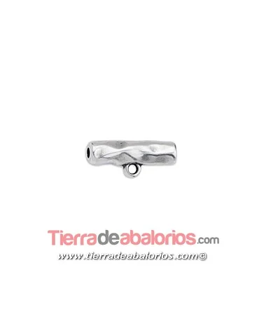 Tubo 19x8mm con Anilla para Colgar, Agujero 2mm, Plateado Tubo 19x8mm con Anilla para Colgar, Agujero 2mm, Plateado