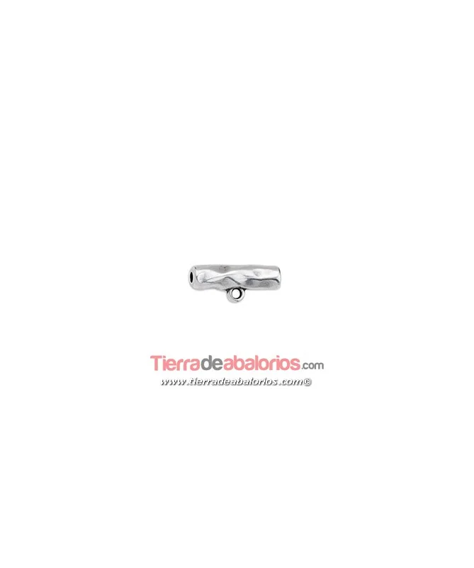 Tubo 19x8mm con Anilla para Colgar, Agujero 2mm, Plateado