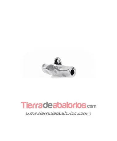 Tubo 19x8mm con Anilla para Colgar, Agujero 2mm, Plateado Tubo 19x8mm con Anilla para Colgar, Agujero 2mm, Plateado