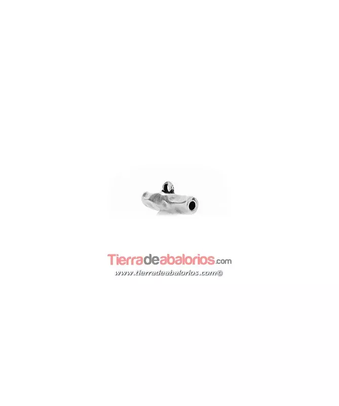 Tubo 19x8mm con Anilla para Colgar, Agujero 2mm, Plateado