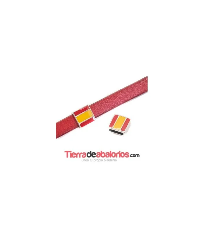 Pasador Bandera de España 13x13mm Agujero 10x2mm, Plateado