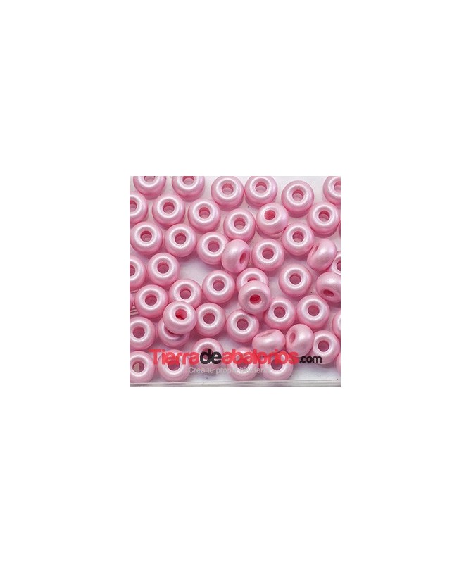 Donut Cristal Checo 9x5mm Agujero 3mm, Rosa Pastel