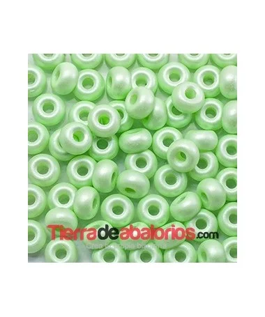 Donut Cristal Checo 9x5mm Agujero 3mm, Verde Pastel