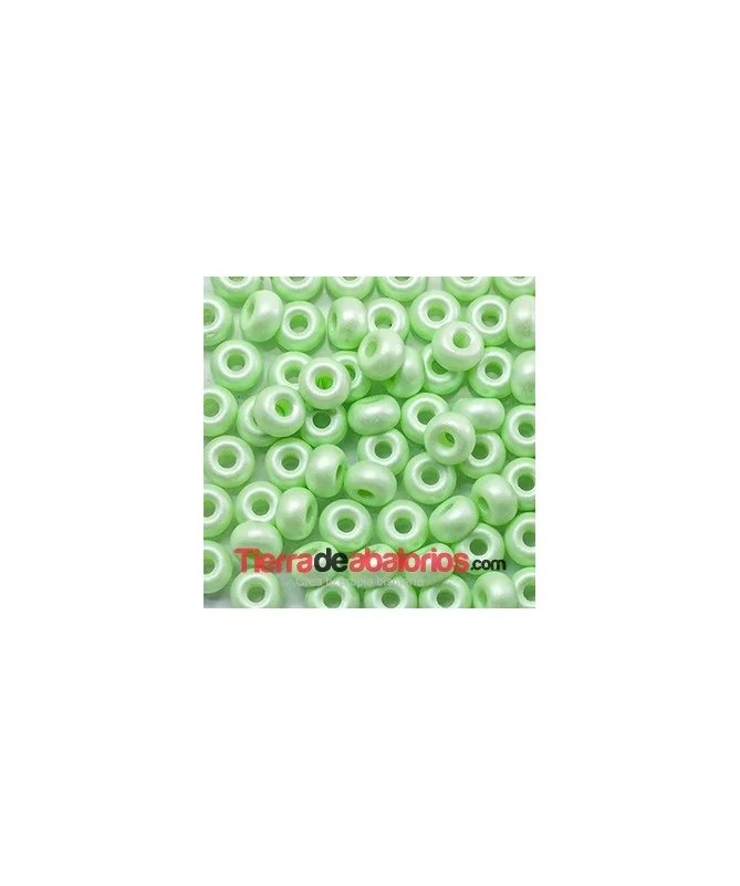 Donut Cristal Checo 9x5mm Agujero 3mm, Verde Pastel