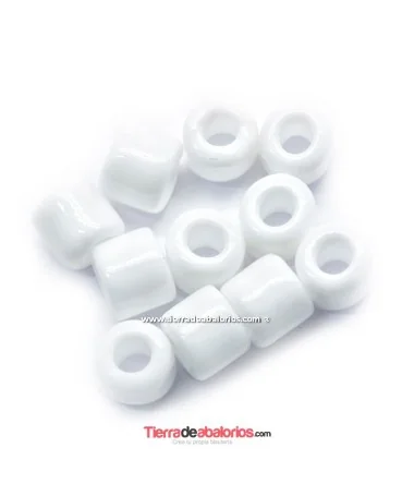Preciosa Rola Bead 8x6mm Agujero 3,5mm Blanco Opaco (10 uds)