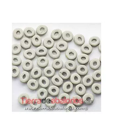 Cerámica Rondel 6x2,5mm Agujero 2,3mm Blanco Roto