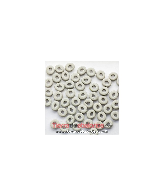 Cerámica Rondel 6x2,5mm Agujero 2,3mm Blanco Roto