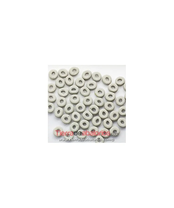 Cerámica Rondel 6x2,5mm Agujero 2,3mm Blanco Roto