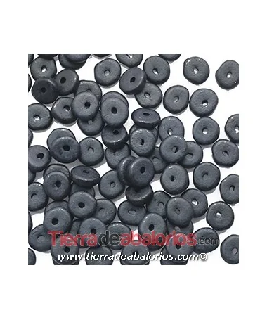 Cerámica Rondel 6,5x2,2mm Agujero 1,2mm Negro