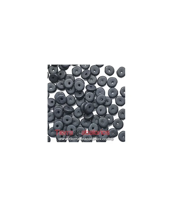 Cerámica Rondel 6,5x2,2mm Agujero 1,2mm Negro