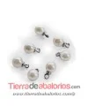 Colgante Perla de Resina 6mm, Blanco/Plateado