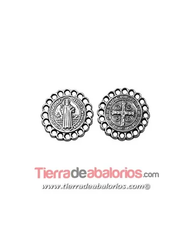 Colgante Medalla San Benito 20mm, Plateada Colgante Medalla Jesús 20mm, Plateada