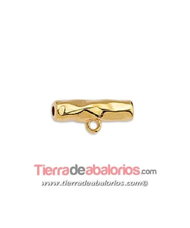 Tubo 19x8mm con Anilla para Colgar, Agujero 2mm, Dorado