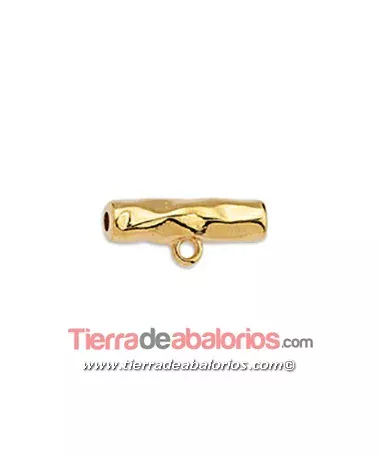 Tubo 19x8mm con Anilla para Colgar, Agujero 2mm, Dorado