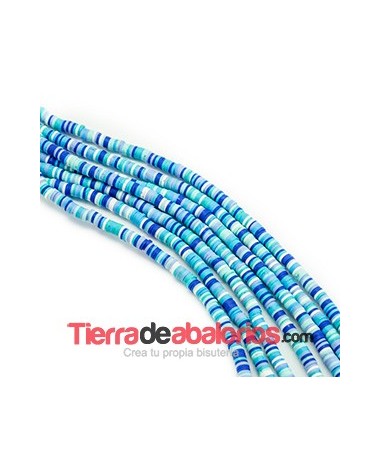 Aros de Arcilla 5x1,5mm Agujero 1,3mm, Multi-Azules