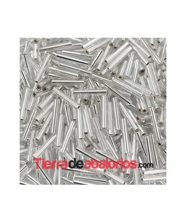 Canutillo 7x2mm Agujero 0,6mm, Cristal Plata