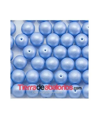 Perla de Cristal Checo 10mm Agujero 0,9mm, Azul Pastel Perla de Cristal Checo 10mm Agujero 0,9mm, Azul Pastel