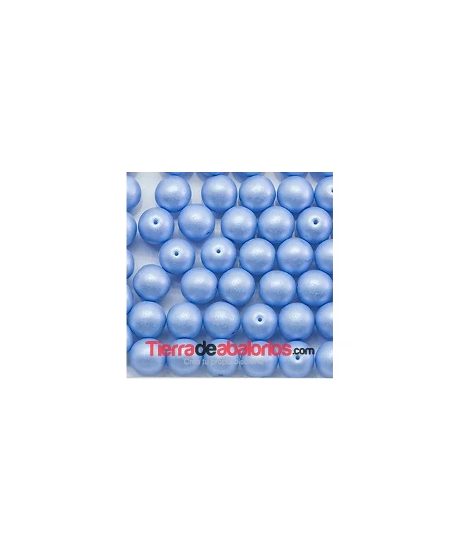 Perla de Cristal Checo 10mm Agujero 0,9mm, Azul Pastel