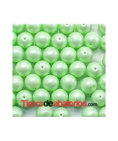 Perla de Cristal Checo 10mm Agujero 0,9mm, Verde Pastel Perla de Cristal Checo 10mm Agujero 0,9mm, Verde Pastel