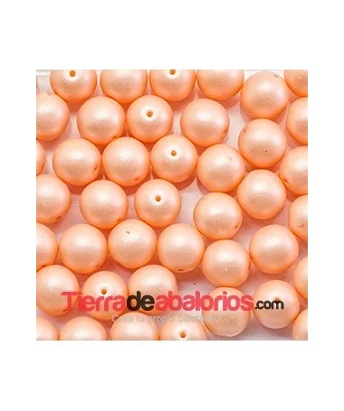 Perla de Cristal Checo 10mm Agujero 0,9mm, Salmón Pastel Perla de Cristal Checo 10mm Agujero 0,9mm, Salmón Pastel