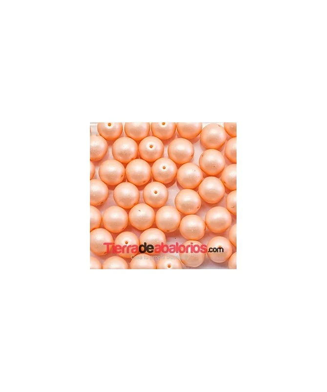 Perla de Cristal Checo 10mm Agujero 0,9mm, Salmón Pastel