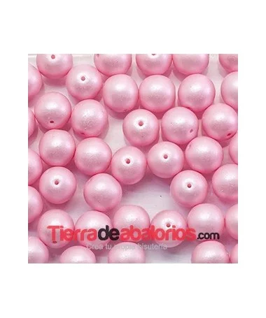 Perla de Cristal Checo 10mm Agujero 0,9mm, Rosa Pastel Perla de Cristal Checo 10mm Agujero 0,9mm, Rosa Pastel