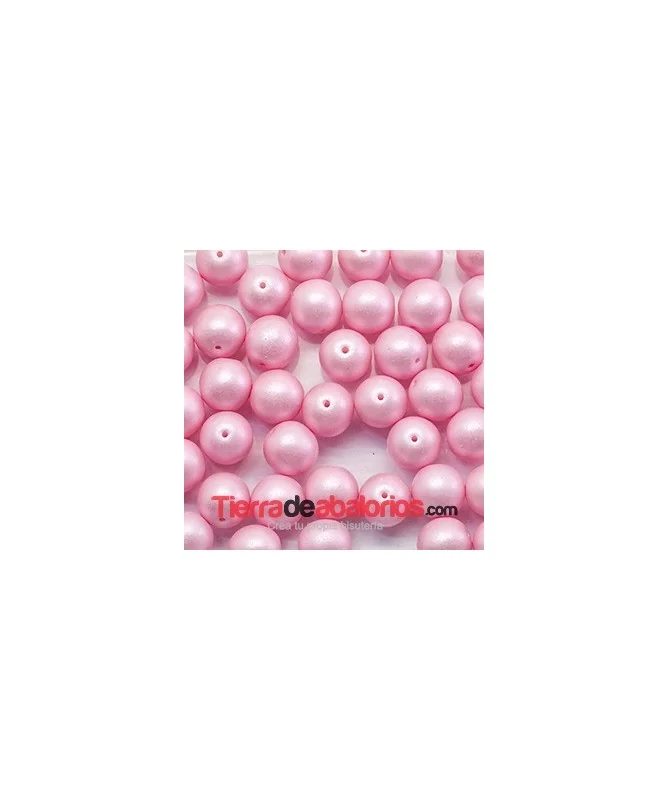 Perla de Cristal Checo 10mm Agujero 0,9mm, Rosa Pastel