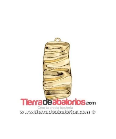 Colgante Rectangular Ondulado 39x17mm, Dorado