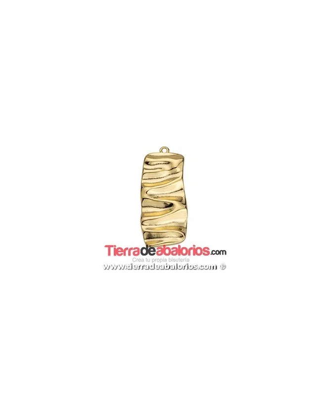 Colgante Rectangular Ondulado 39x17mm, Dorado