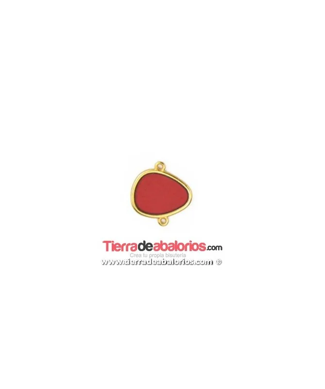 Conector Acetato Rojo 19x15mm, Dorado