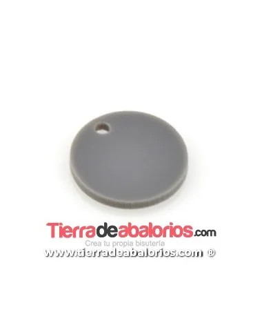 Colgante Metacrilato Moneda 19mm, Gris