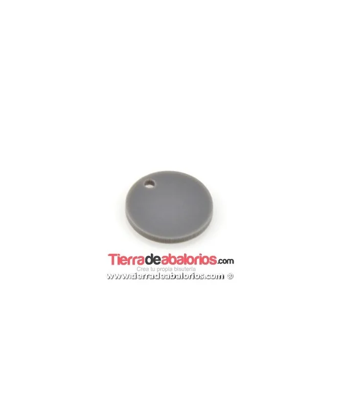 Colgante Metacrilato Moneda 19mm, Gris