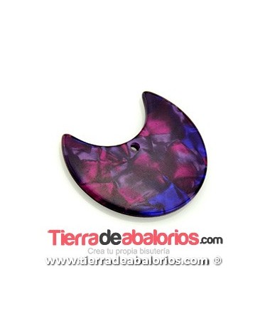 Colgante Metacrilato Media Luna 40x32mm, Morado Mosaico
