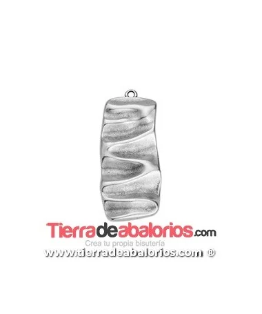 Colgante Rectangular Ondulado 39x17mm, Plateado
