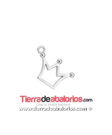 Colgante Corona 20x13mm con Anilla, Plateado